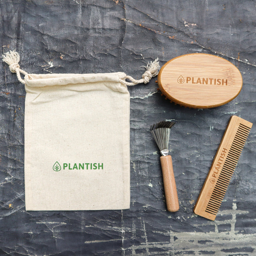 On-The-Go Bamboo Hair Brush Set