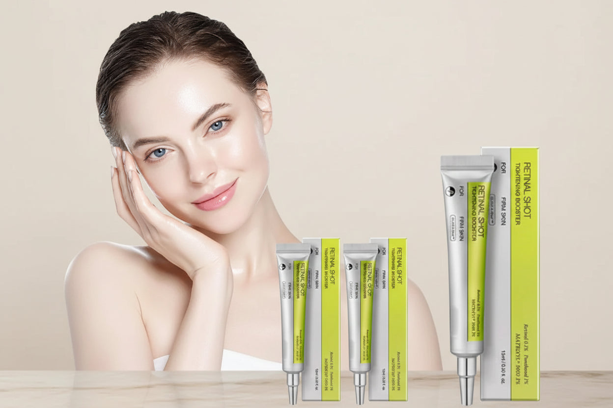 Cosmetic product packaging with a woman's face and '3 PCS' text on a white background.
